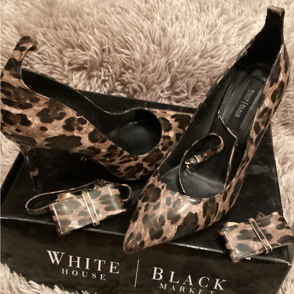 White House Black Market Leopard heels -sienna